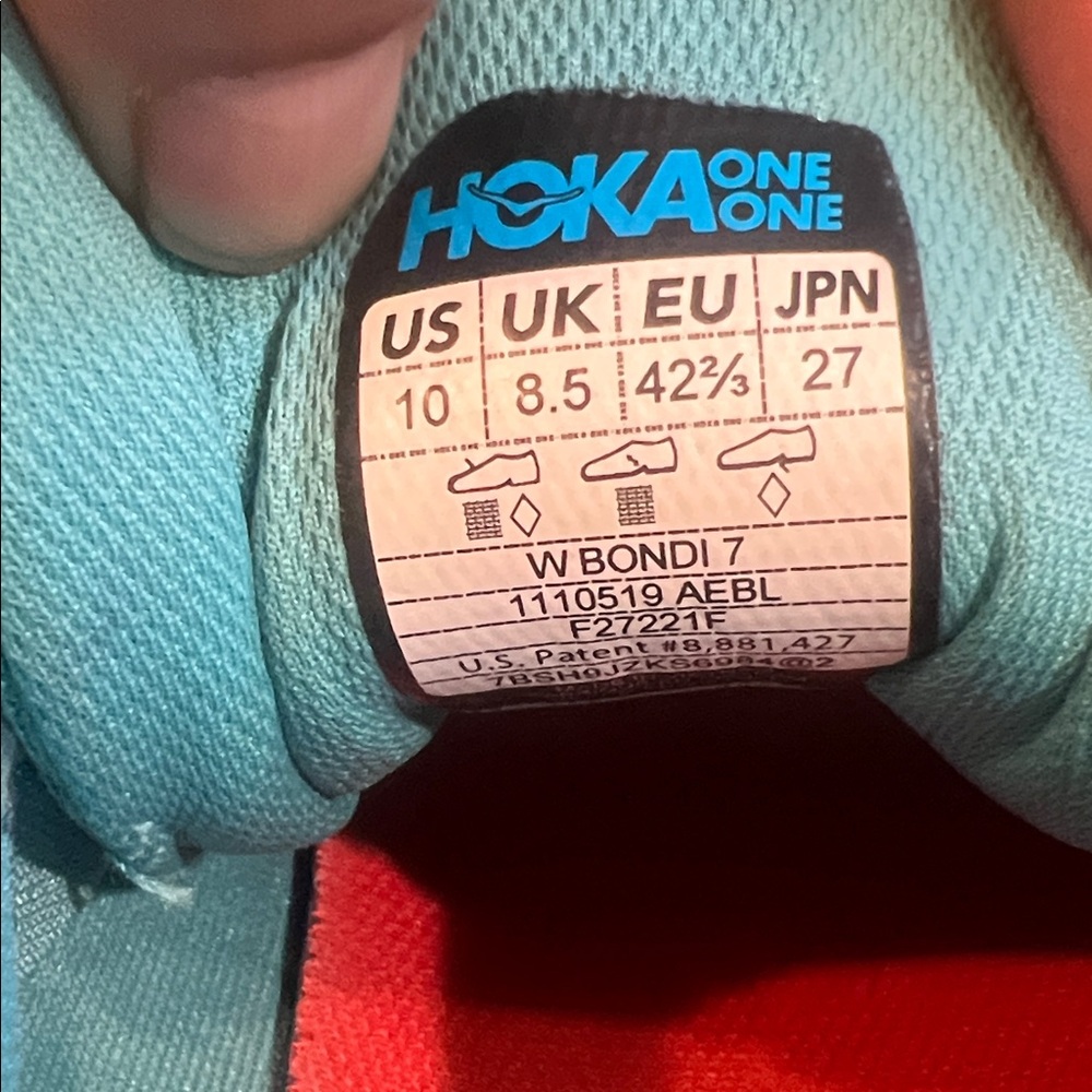 Hoka Bondi 7 Women's Teal/Aqua Road Running Shoes - Picture 10 of 10